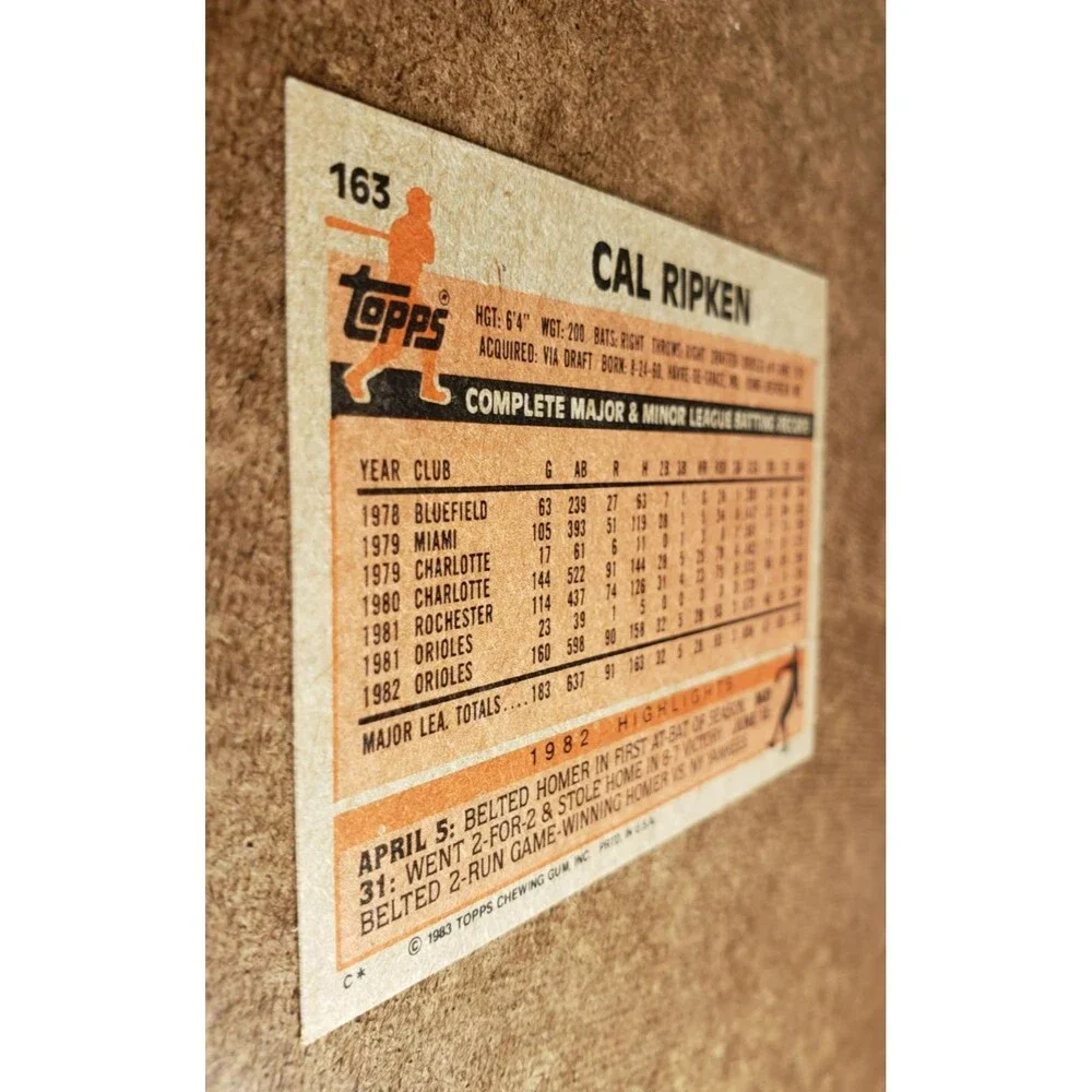 VTG 1983 Topps CAL RIPKEN JR. MLB Baseball #163 2nd YEAR Baltimore ORIOLES H.O.F